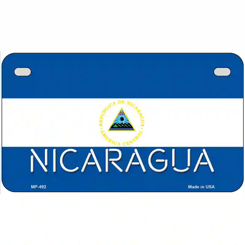 Nicaragua Flag Metal Novelty License Plate 7" x 4" (MP)