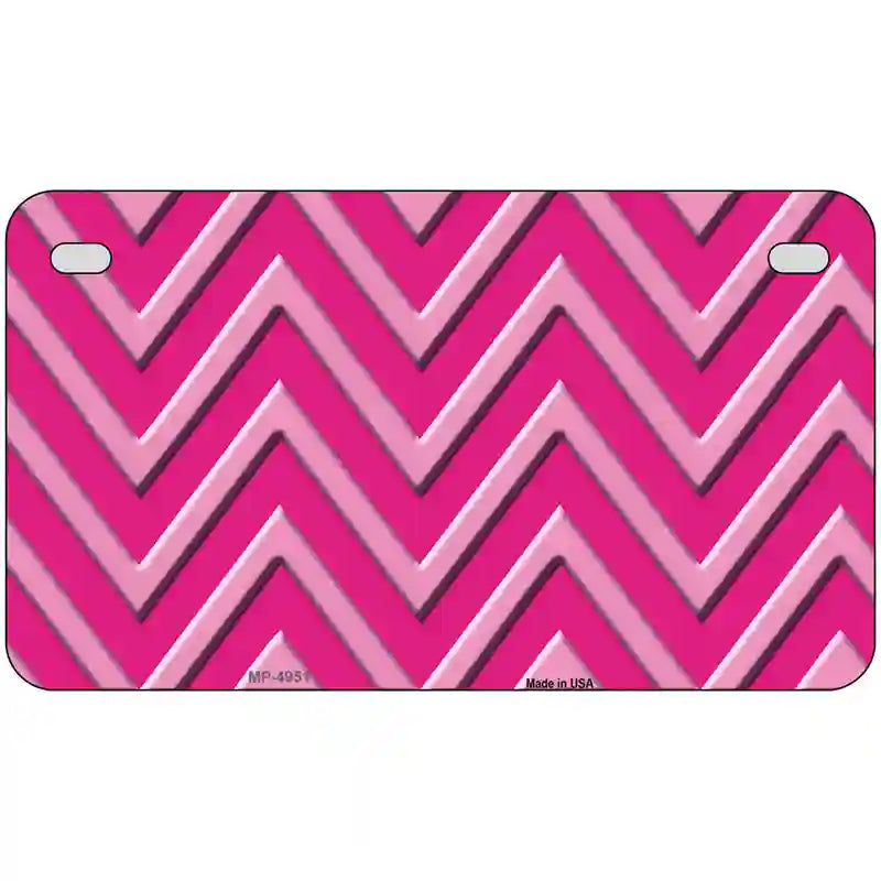 Pink Light Pink Chevron Metal Novelty License Plate 7" x 4" (MP)