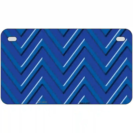 Blue Light Blue Chevron Metal Novelty License Plate 7" x 4" (MP)