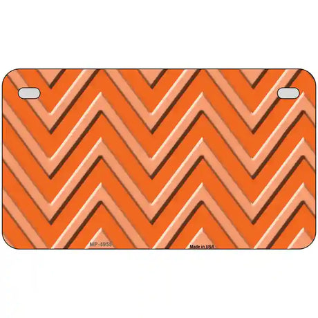 Orange Light Orange Chevron Metal Novelty License Plate 7" x 4" (MP)