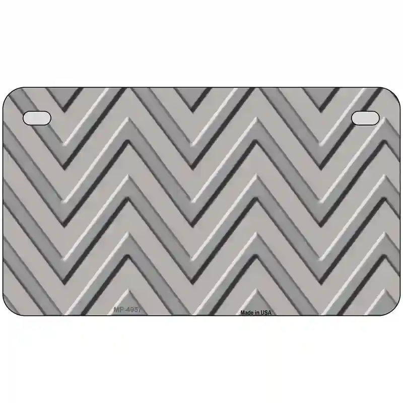 Grey Light Grey Chevron Metal Novelty License Plate 7" x 4" (MP)