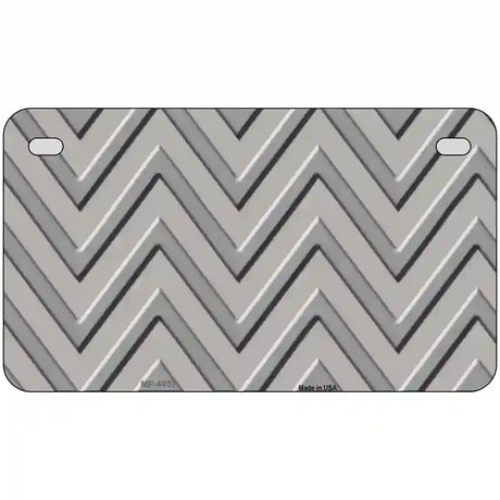 Grey Light Grey Chevron Metal Novelty License Plate 7" x 4" (MP)