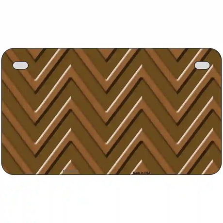 Brown Light Brown Chevron Metal Novelty License Plate 7" x 4" (MP)