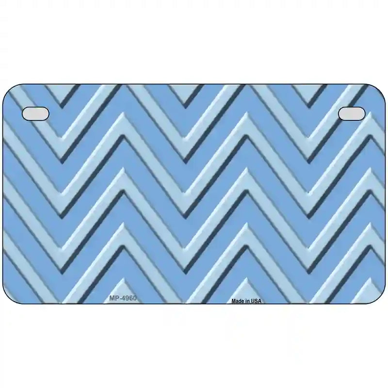 Light Blue Lighter Blue Chevron Metal Novelty License Plate 7" x 4" (MP)