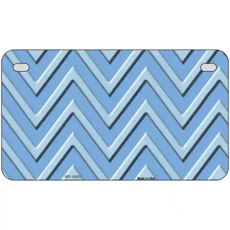 Light Blue Lighter Blue Chevron Metal Novelty License Plate 7" x 4" (MP)