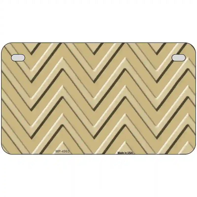 Gold Light Gold Chevron Metal Novelty License Plate 7" x 4" (MP)