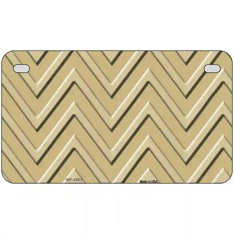 Gold Light Gold Chevron Metal Novelty License Plate 7" x 4" (MP)