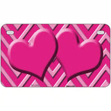 Pink Light Pink Heart Chevron Metal Novelty License Plate 7" x 4" (MP)