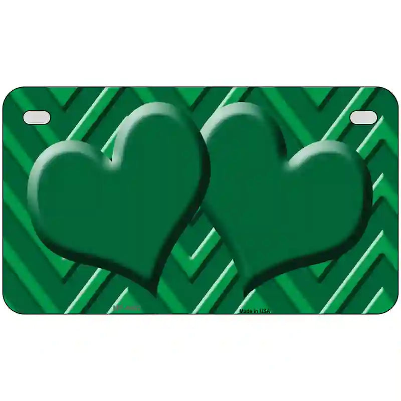 Green Light Green Heart Chevron Metal Novelty License Plate 7" x 4" (MP)