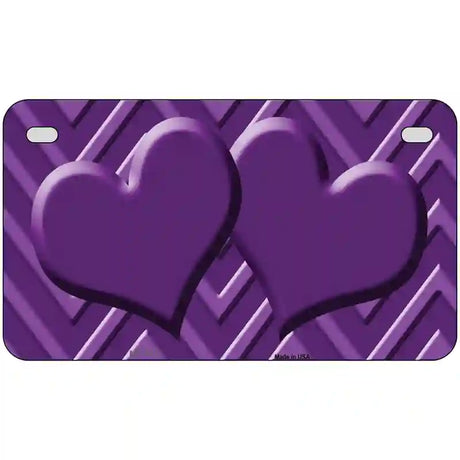 Purple Light Purple Heart Chevron Metal Novelty License Plate 7" x 4" (MP)