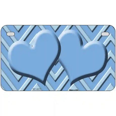 Light Blue Lighter Blue Heart Chevron Metal Novelty License Plate 7" x 4" (MP)