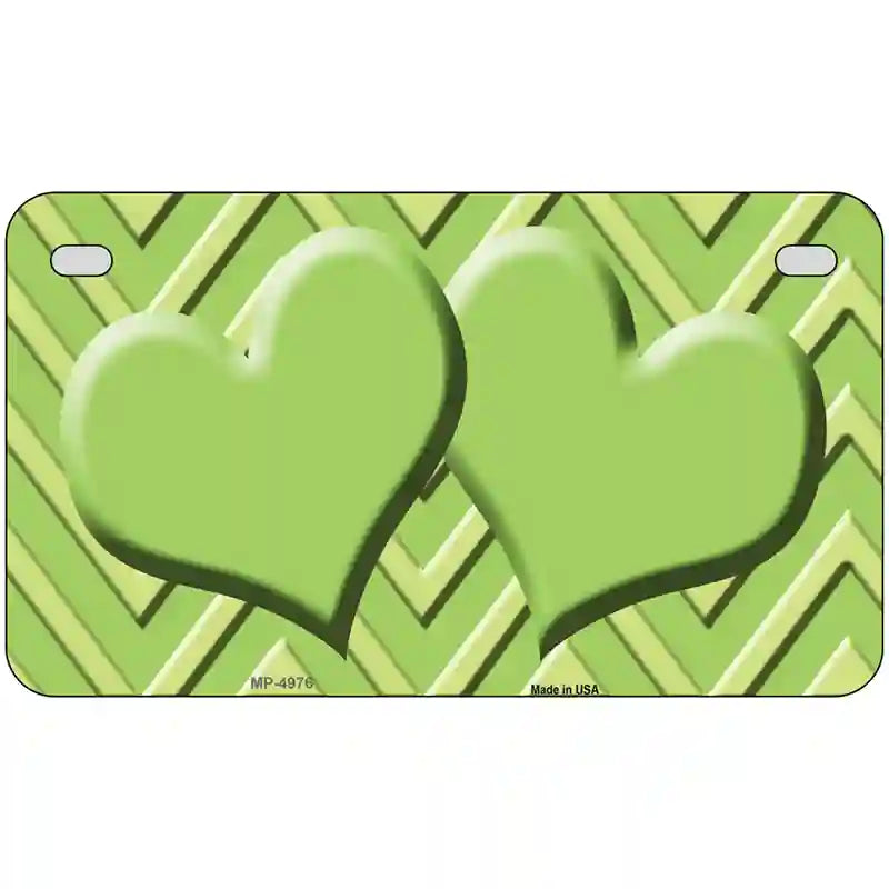 Lime Green Lighter Lime Green Heart Chevron Metal Novelty License Plate 7" x 4" (MP)