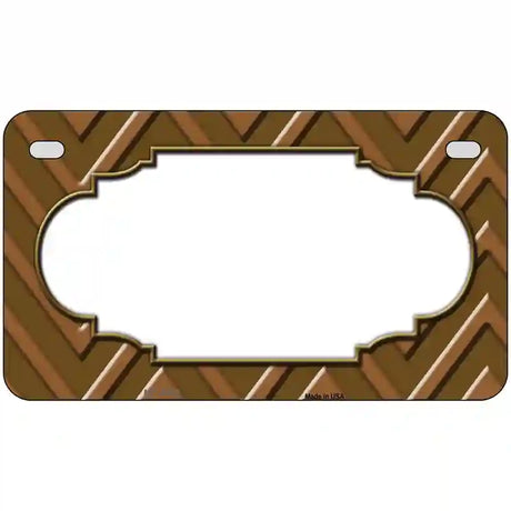 Brown Light Brown Scallop Chevron Metal Novelty License Plate 7" x 4" (MP)