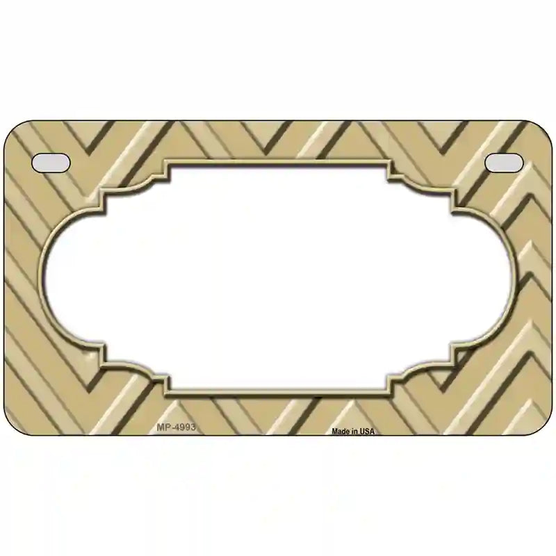 Gold Light Gold Scallop Chevron Metal Novelty License Plate 7" x 4" (MP)