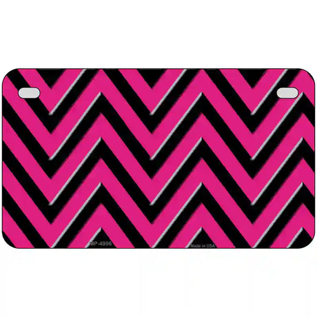 Pink Black Chevron Metal Novelty License Plate 7" x 4" (MP)