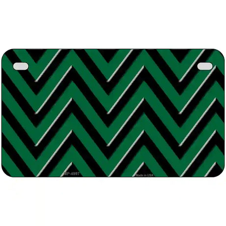 Green Black Chevron Metal Novelty License Plate 7" x 4" (MP)