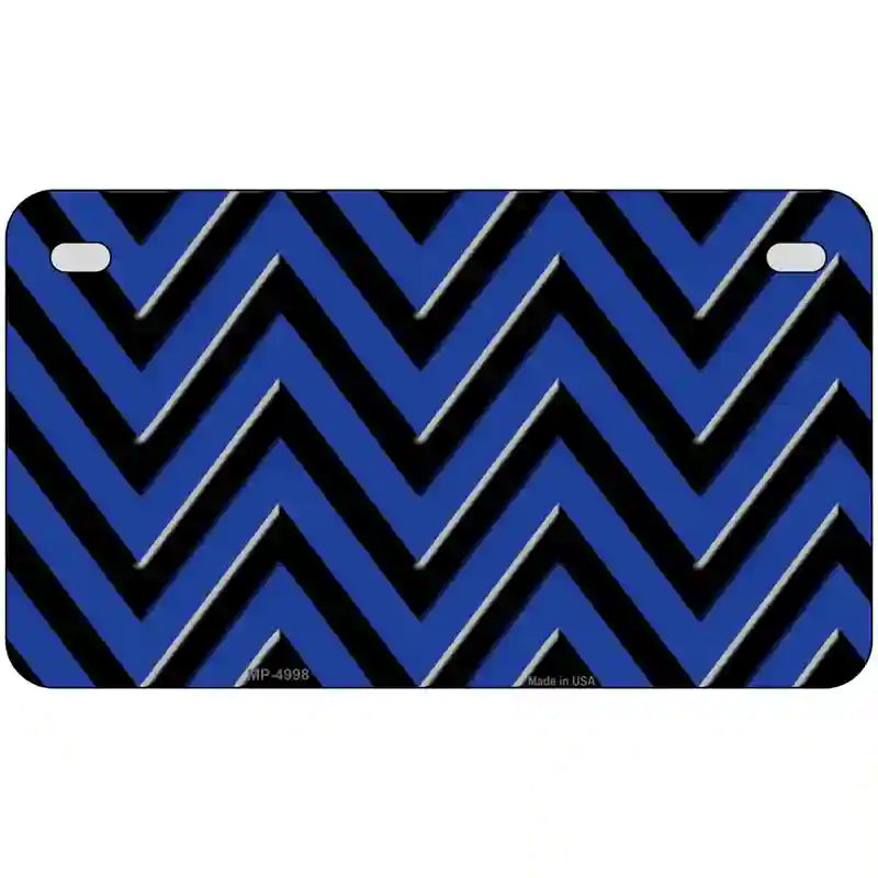 Blue Black Chevron Metal Novelty License Plate 7" x 4" (MP)