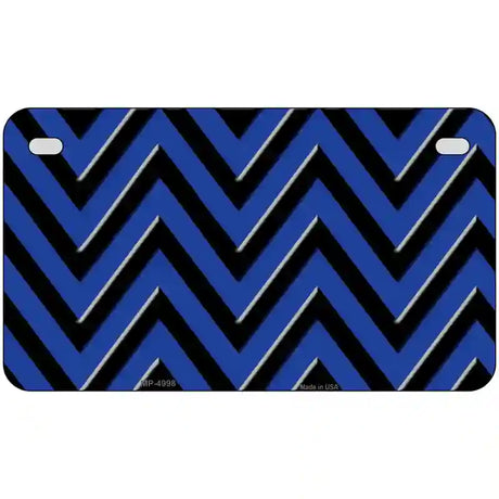 Blue Black Chevron Metal Novelty License Plate 7" x 4" (MP)