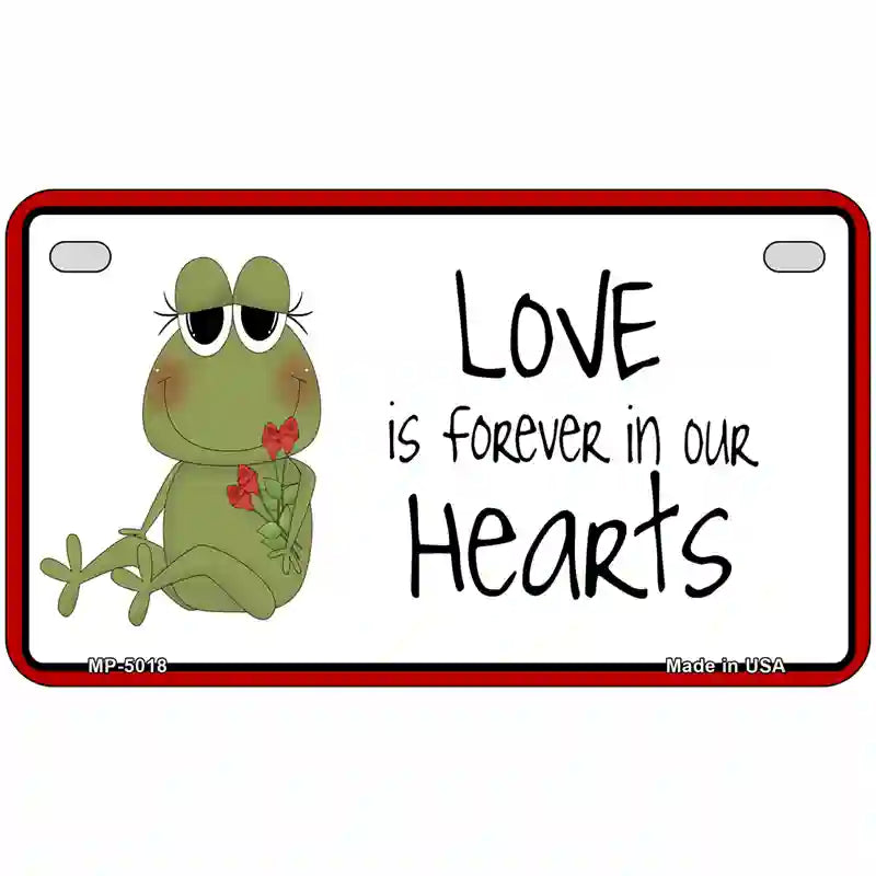 Love In Our Hearts Frog Metal Novelty License Plate 7" x 4" (MP)