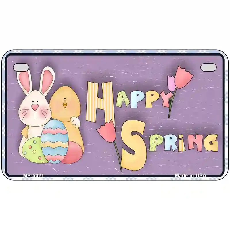 Happy Spring Purple Metal Novelty License Plate 7" x 4" (MP)