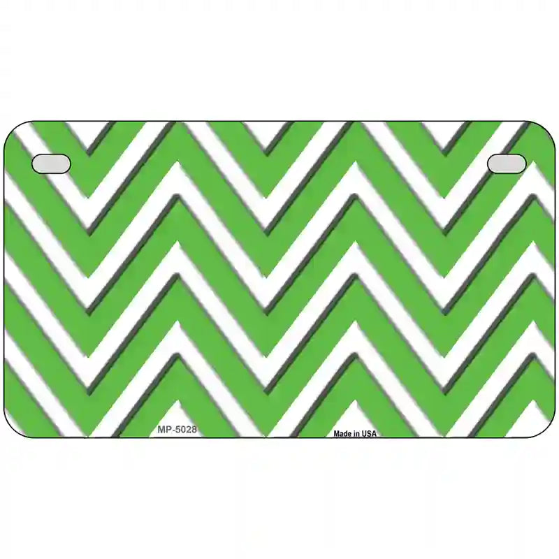 Kelly Green White Chevron Metal Novelty License Plate 7" x 4" (MP)