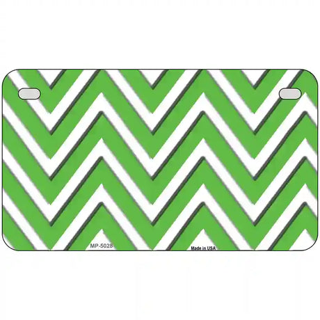 Kelly Green White Chevron Metal Novelty License Plate 7" x 4" (MP)