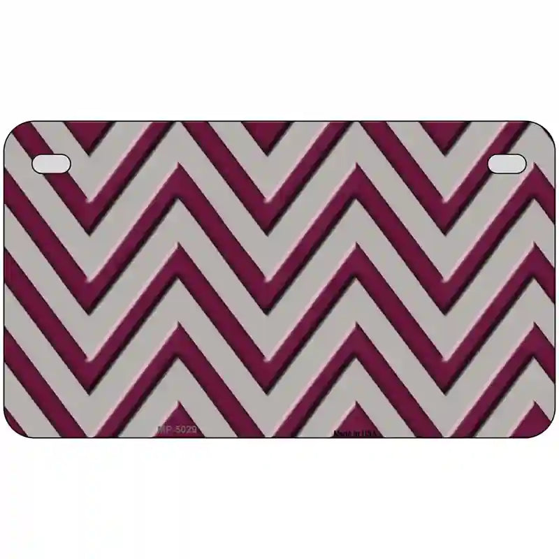 Maroon Grey Chevron Metal Novelty License Plate 7" x 4" (MP)