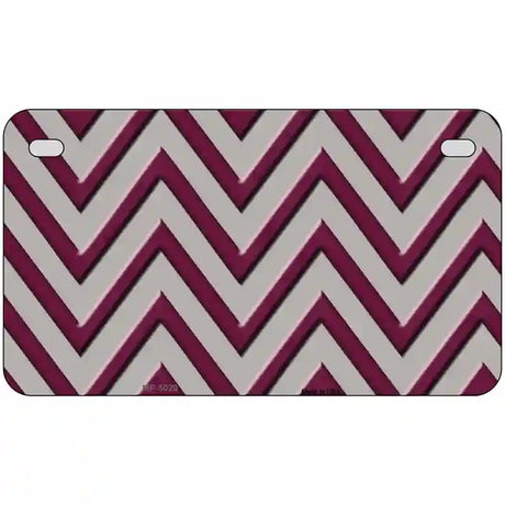 Maroon Grey Chevron Metal Novelty License Plate 7" x 4" (MP)