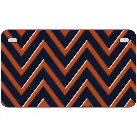 Orange Navy Blue Chevron Metal Novelty License Plate 7" x 4" (MP)