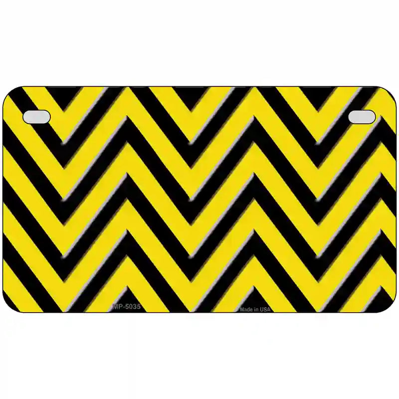 Yellow Black Chevron Metal Novelty License Plate 7" x 4" (MP)