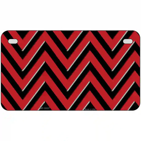 Red Black Chevron Metal Novelty License Plate 7" x 4" (MP)