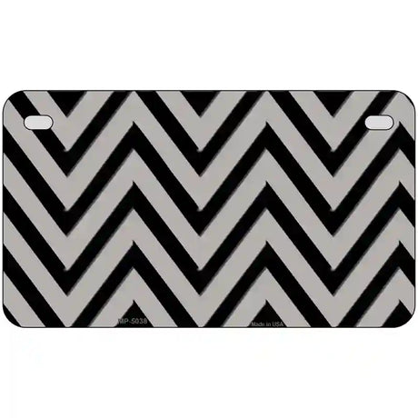 Grey Black Chevron Metal Novelty License Plate 7" x 4" (MP)