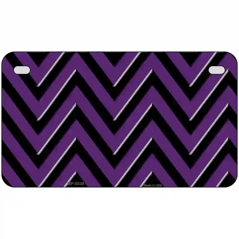 Purple Black Chevron Metal Novelty License Plate 7" x 4" (MP)