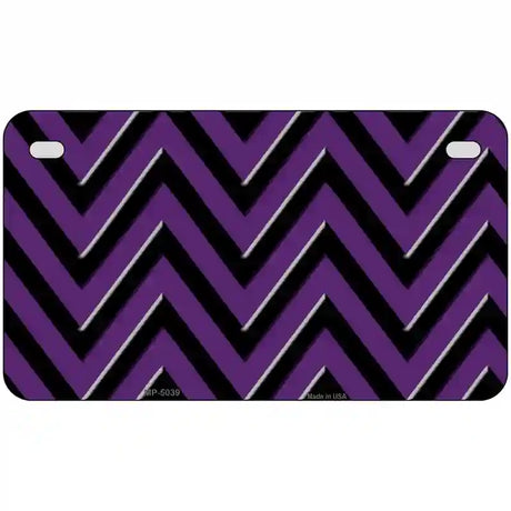 Purple Black Chevron Metal Novelty License Plate 7" x 4" (MP)