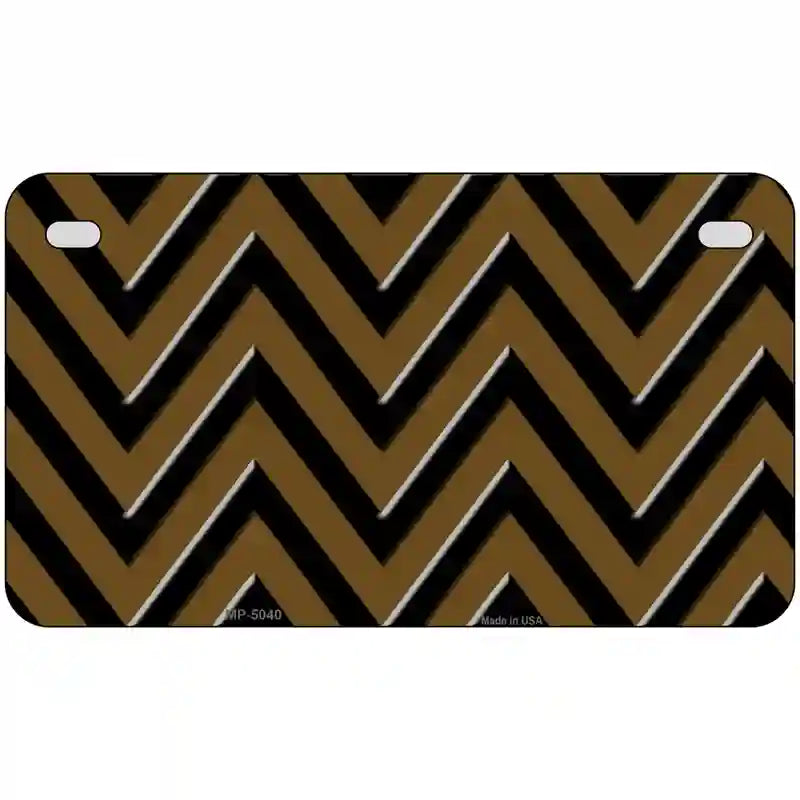 Brown Black Chevron Metal Novelty License Plate 7" x 4" (MP)