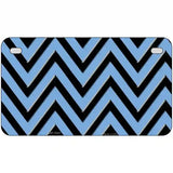 Light Blue Black Chevron Metal Novelty License Plate 7" x 4" (MP)