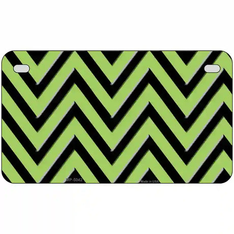 Lime Green Black Chevron Metal Novelty License Plate 7" x 4" (MP)