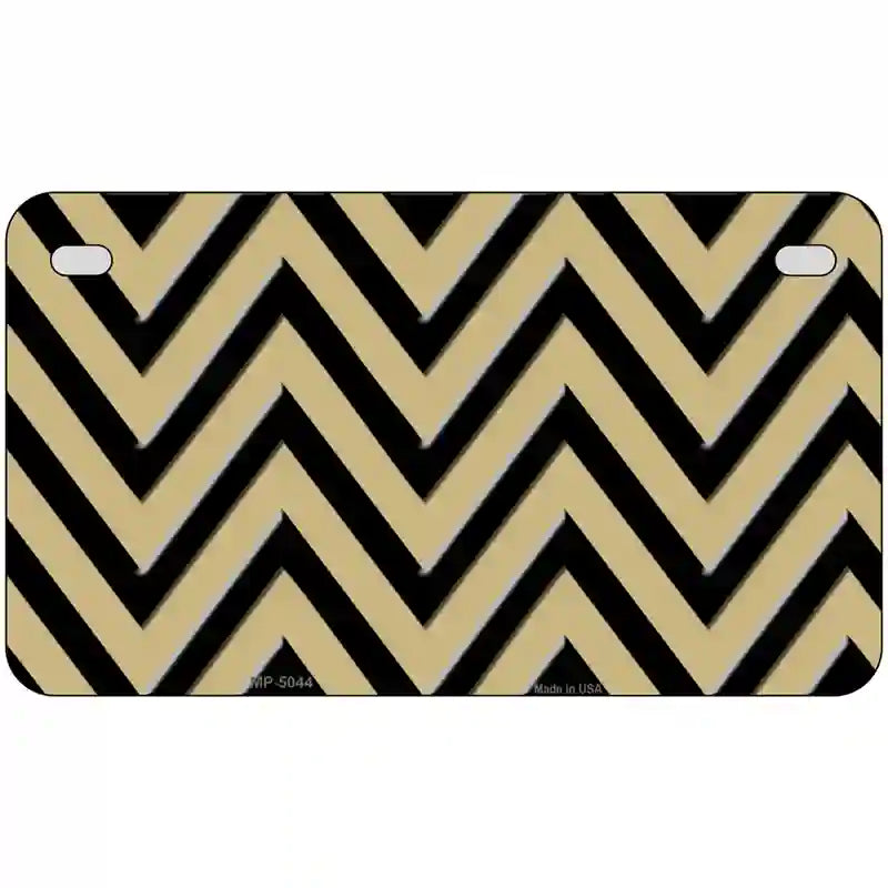 Gold Black Chevron Metal Novelty License Plate 7" x 4" (MP)