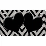 Grey Black Chevon Hearts Metal Novelty License Plate 7" x 4" (MP)