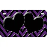 Purple Black Chevon Hearts Metal Novelty License Plate 7" x 4" (MP)