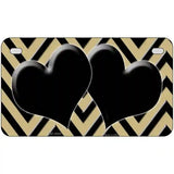 Gold Black Chevon Hearts Metal Novelty License Plate 7" x 4" (MP)