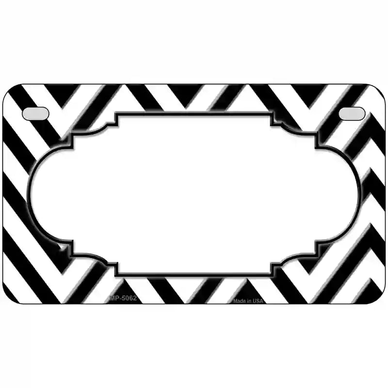 White Black Chevron Scallop Metal Novelty License Plate 7" x 4" (MP)