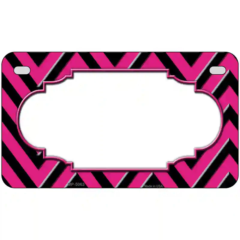 Pink Black Chevron Scallop Metal Novelty License Plate 7" x 4" (MP)