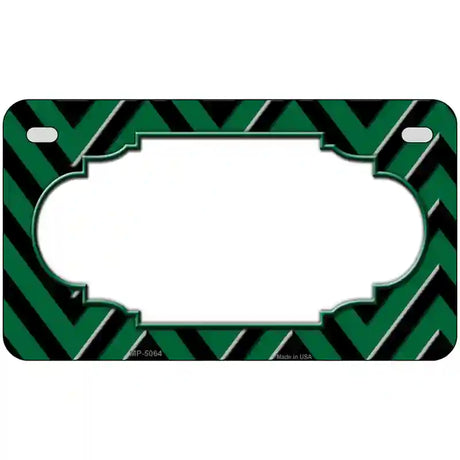 Green Black Chevron Scallop Metal Novelty License Plate 7" x 4" (MP)