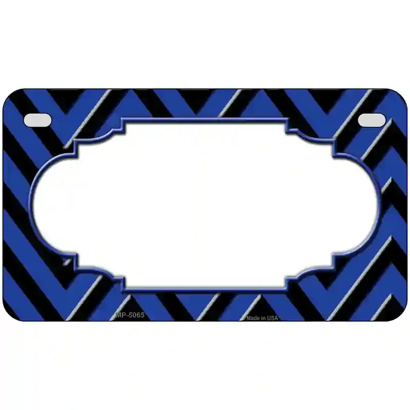 Blue Black Chevron Scallop Metal Novelty License Plate 7" x 4" (MP)