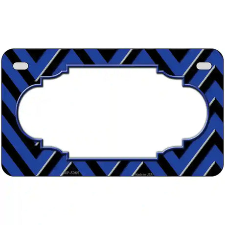 Blue Black Chevron Scallop Metal Novelty License Plate 7" x 4" (MP)