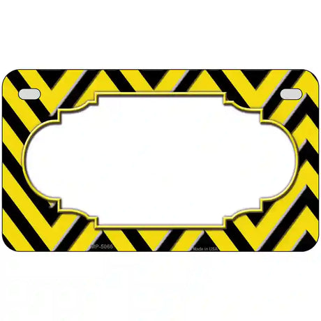 Yellow Black Chevron Scallop Metal Novelty License Plate 7" x 4" (MP)