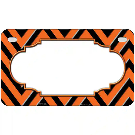 Orange Black Chevron Scallop Metal Novelty License Plate 7" x 4" (MP)