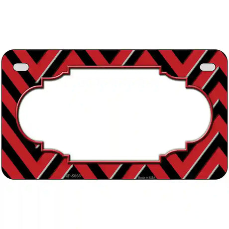 Red Black Chevron Scallop Metal Novelty License Plate 7" x 4" (MP)