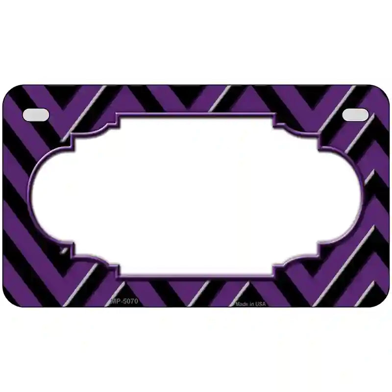 Purple Black Chevron Scallop Metal Novelty License Plate 7" x 4" (MP)